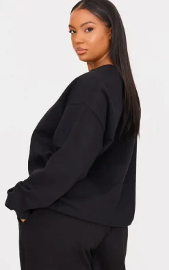 Plus Black Plain Oversized Sweatshirt