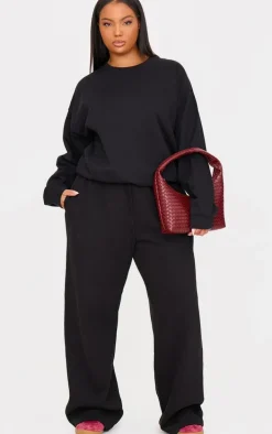 Plus Black Plain Oversized Sweatshirt