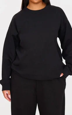 Plus Black Plain Oversized Sweatshirt