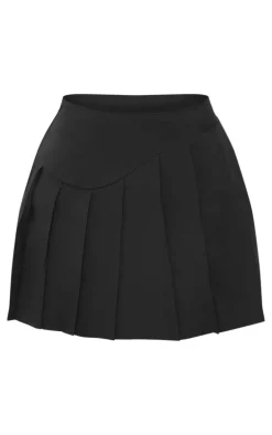 Plus Black Pleated Mini Skirt