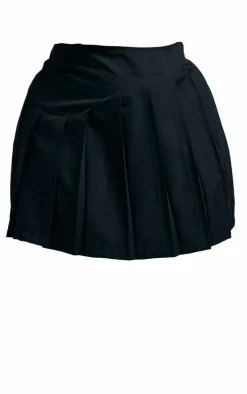 Plus Black Pleated Mini Skirt
