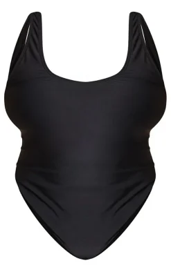 Plus Black Scoop Neck Swimsuit