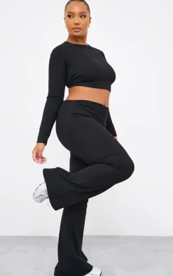 Plus Black Sculpt High Waist Flare Yoga Pants