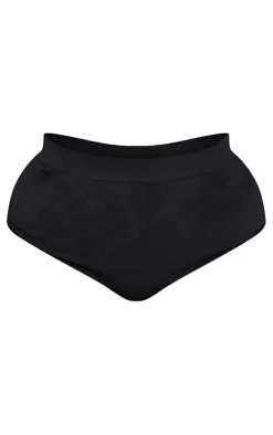 Plus Black Seamless High Waisted Panties