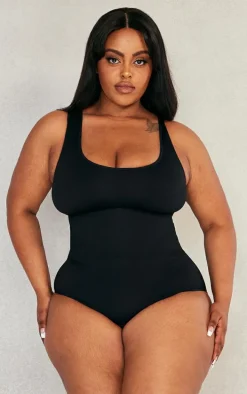 Plus Black Shapewear Elasticated Waist Bodysuit