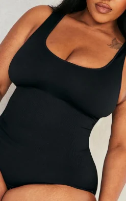 Plus Black Shapewear Elasticated Waist Bodysuit