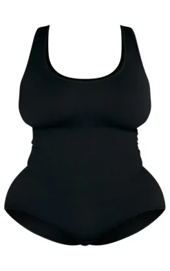 Plus Black Shapewear Elasticated Waist Bodysuit