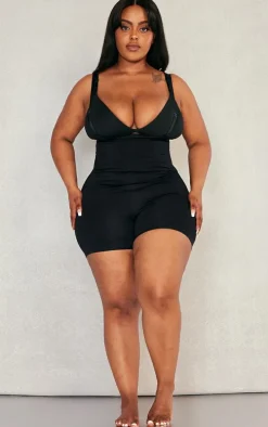 Plus Black Shapewear High Waist Open Bust Shorts