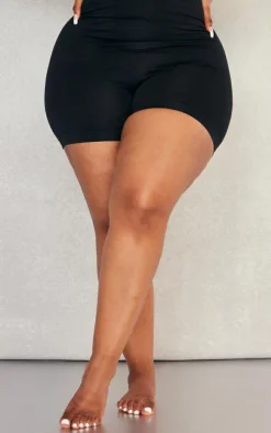 Plus Black Shapewear High Waist Open Bust Shorts