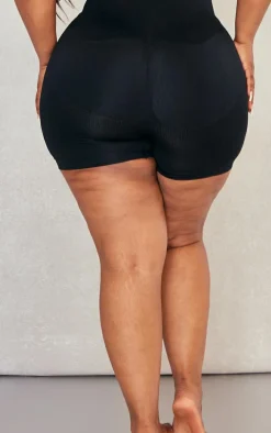 Plus Black Shapewear High Waist Open Bust Shorts