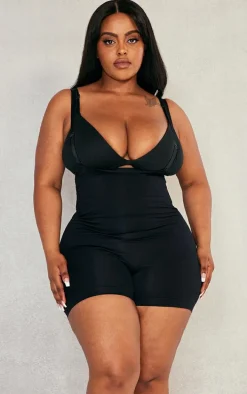Plus Black Shapewear High Waist Open Bust Shorts