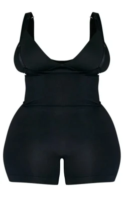 Plus Black Shapewear High Waist Open Bust Shorts