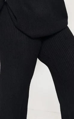 Plus Black Soft Rib Knit Pants