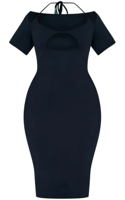 Plus Black Soft Touch Jersey Cut Out Bust Midi Dress