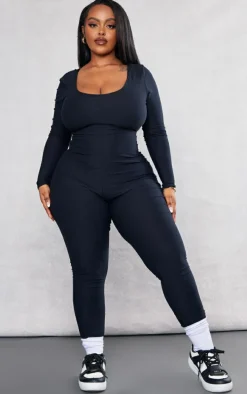Plus Black Soft Touch Scoop Neck Jumpsuit