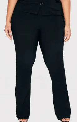 Plus Black Stretch Woven Flare Leg Pants