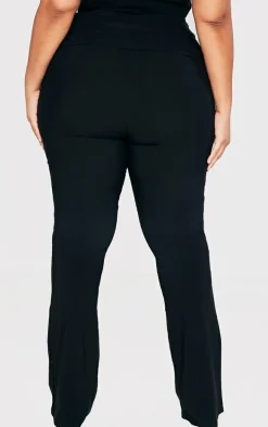 Plus Black Stretch Woven Flare Leg Pants
