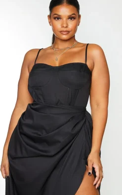 Plus Black Structure Corset Top