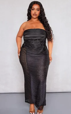 Plus Black Tassel Crochet Maxi Skirt