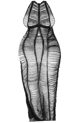 Plus Black Tassel Knit Beach Dress