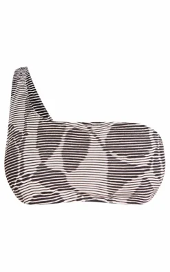 Plus Black Textured One Shoulder Bikini Top