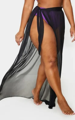 Plus Black Tie Side Maxi Beach Sarong