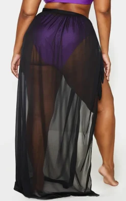 Plus Black Tie Side Maxi Beach Sarong