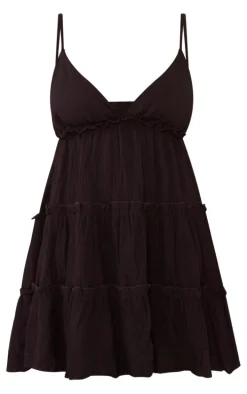 Plus Black Tiered Cheesecloth Shift Dress
