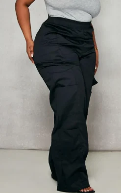 Plus Black Triple Pocket Straight Leg Cargo Pants