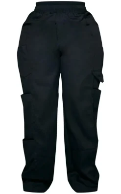 Plus Black Triple Pocket Straight Leg Cargo Pants