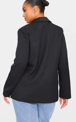 Plus Black Tuxedo Oversized Blazer