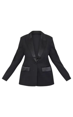 Plus Black Tuxedo Oversized Blazer