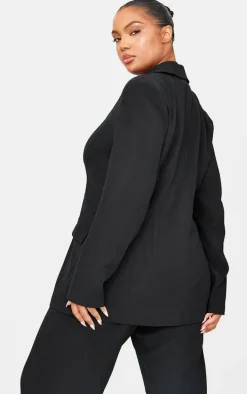 Plus Black Woven Fitted Premium Blazer