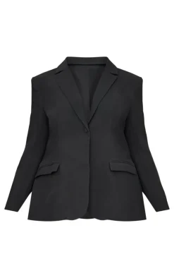 Plus Black Woven Fitted Premium Blazer