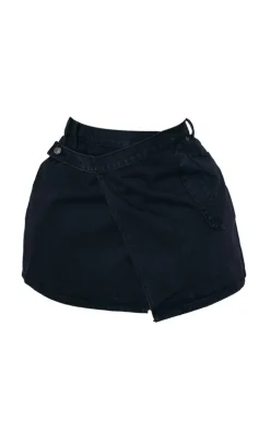 Plus Black Wrap Denim Mini Skirt