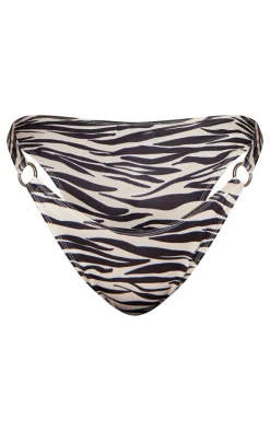 Plus Black Zebra Printed Tie Bikini Bottoms