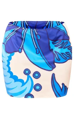 Plus Blue Abstract Mini Skirt