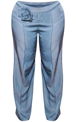 Plus Blue Corsage Detail Pants