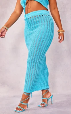 Plus Blue Knitted Maxi Skirt