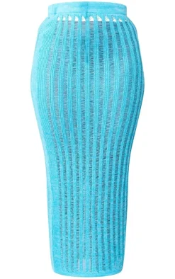 Plus Blue Knitted Maxi Skirt