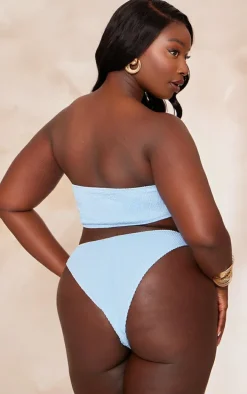 Plus Blue Ribbed Bikini Bottoms