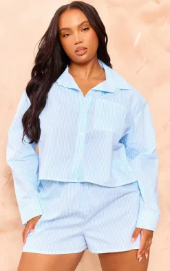 Plus Blue Striped Boxy Short