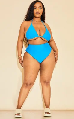 Plus Bright Blue Mix & Match Triangle Bikini Top