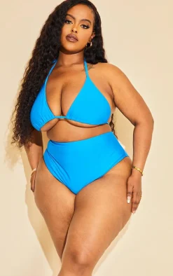 Plus Bright Blue Mix & Match Triangle Bikini Top