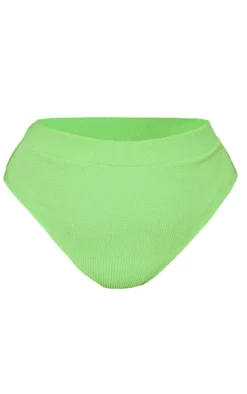Plus Bright Green Crinkle High Waisted Bikini Bottoms