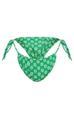 Plus Bright Green Daisy Crochet Detail Bikini Bottom