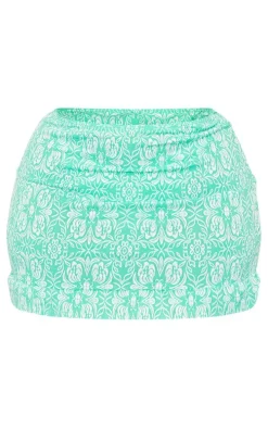 Plus Bright Green Floral Ruffle Beach Skirt