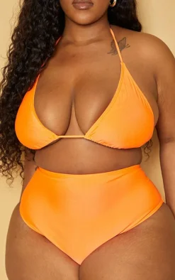 Plus Bright Orange Mix & Match High Waist Bikini Bottoms
