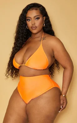 Plus Bright Orange Mix & Match High Waist Bikini Bottoms