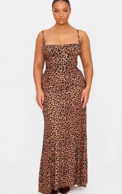 Plus Brown Animal Devore Maxi Dress